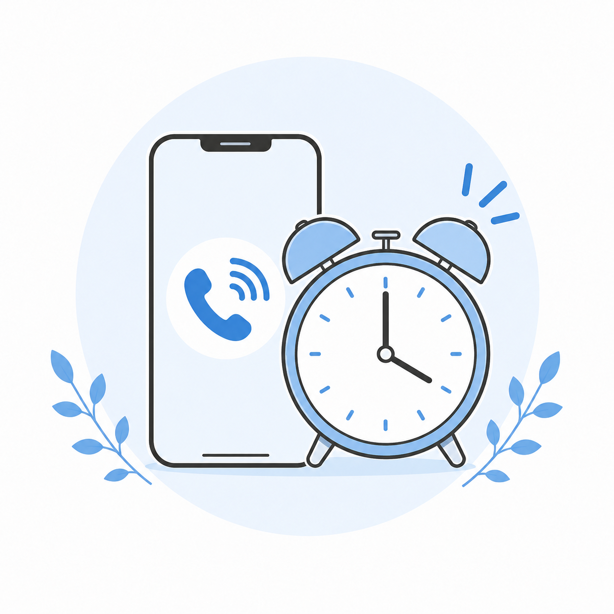 スマートフォンと午前4時を示す目覚まし時計のイラスト