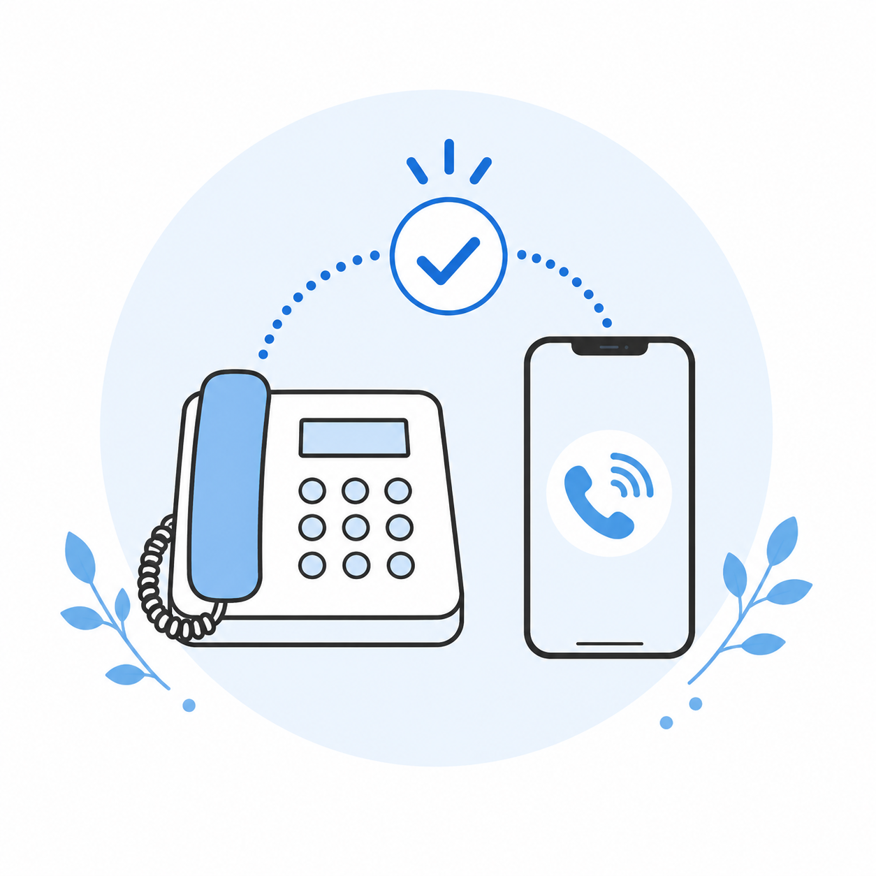 一般電話とスマートフォンを予備の電話番号として登録できることを表したイラスト